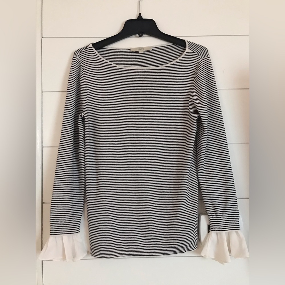 Loft sweater with ruffle sleeves